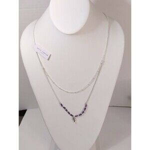 Katie Loxton London Adjustable Silver Purple Angel Wing Silver Tone Necklace